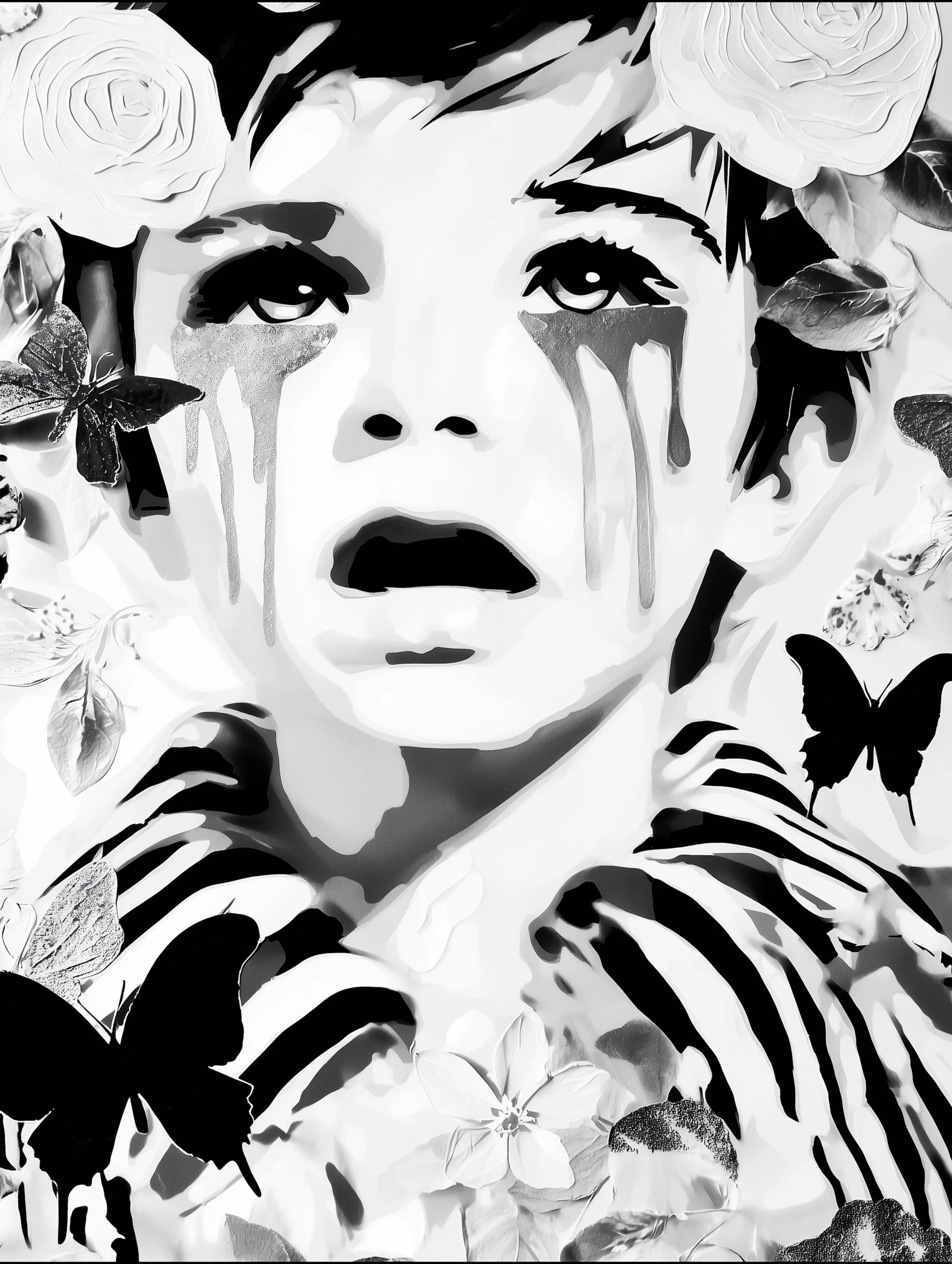 Free printable crying coloring page for adults featuring sobbing little boy